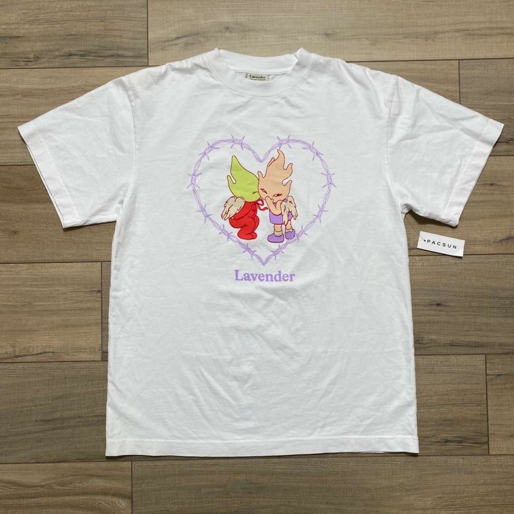 Pacsun Lavender Mens Proud To Love You Short Sleeve T-Shirt White‎ Size Medium